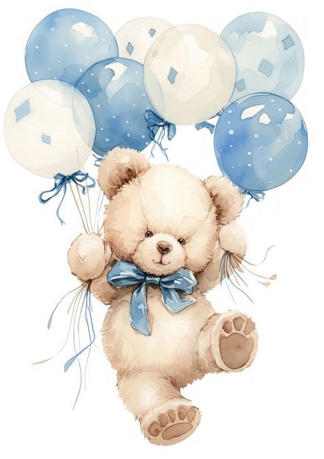 Cute teddy bear with balloons | premium image by rawpixel.com / Aew Brown Pastel Background, Teddy Bear With Balloons, Teddy Bear Balloon, Bear With Balloons, Teddy Bear Graphic, Shower Background, Baby Shower Images, Baby Sticker, Bear Balloon