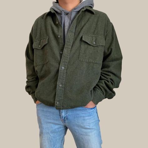 Winter Green Flannel Shirt With Pockets, Green Flannel Shirt With Pockets, Casual Green Button-up Flannel Shirt, Green Button-up Flannel Shirt, Button-up Flannel Shirt With Pockets For Streetwear, Fashion Man, Mystic Falls, Button Front Shirt, Clothing Ideas