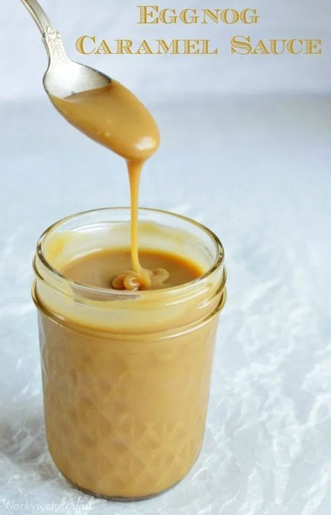 Eggnog Caramel Sauce Recipe - Easy caramel sauce made with eggnog! No thermometer needed. #holiday Brown Sugar Pound Cake, Ray Peat, Easy Caramel, Honey Caramel, Caramel Drizzle, Behind The Curtain, Eggnog Recipe, Candy Thermometer, Caramel Cake