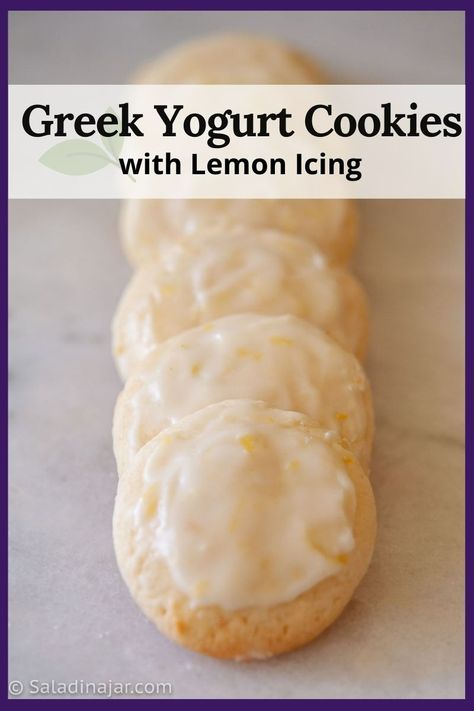 Tantalizing Greek Yogurt Cookies with Lemon Icing Lemon Yogurt Cookies, Greek Yogurt Cookies Healthy, Lemon Greek Yogurt Dessert, Cookies With Greek Yogurt, Greek Yogurt Cookies, Yogurt Cookies, Yogurt Desserts, Lemon Bar Cookies, Lemon Greek Yogurt