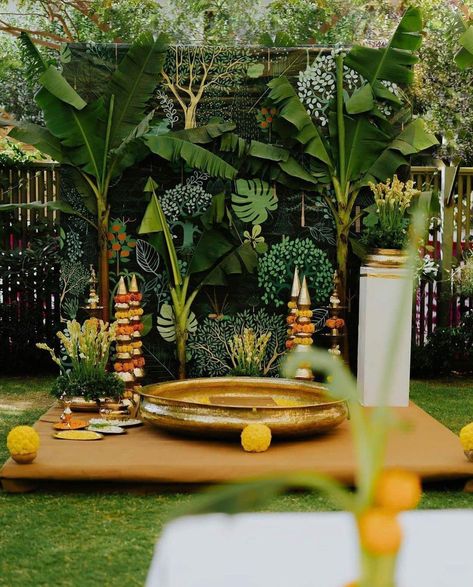 DIY Your Haldi Decor With This One Viral Item Haldi Decoration Ideas, Ceremony Outfit, Mehendi Decor Ideas, Haldi Decor, Haldi Function, Wedding Background Decoration, Wedding Entrance Decor, Mandap Decor, Marriage Decoration