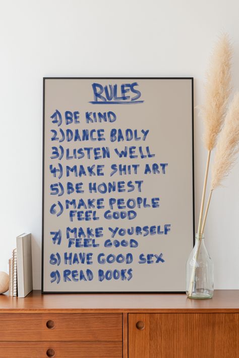 Rules Wall Art, Minimalist Wall Print, Modern Art Print, Trendy Wall Art, House Rules Retro Wall Art, Aesthetic Wall Art, Digital Print House Rules Sign, Wall Art Aesthetic, Aesthetic Wall Art, College Room, Modern Art Print, Wall Art Minimalist, House Rules, Art House, Retro Wall Art