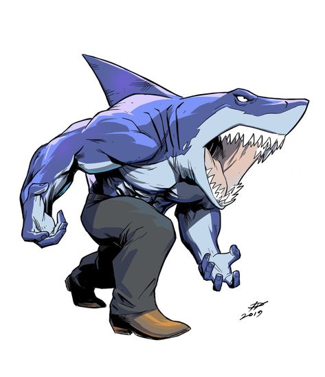 Hulk Character, King Shark, Shark Drawing, Arte Nerd, Shark Man, Shark Art, Shark Tattoos, Tattoo Style Drawings, Comic Games