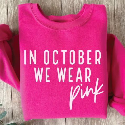 Pink Out Tshirt Designs, Pink Out Shirt Designs, Pink Out Shirt Ideas, Pink October Ideas, Pink Out Shirts, Pink Football, Tout Rose, Pink Crewneck Sweatshirt, In October We Wear Pink