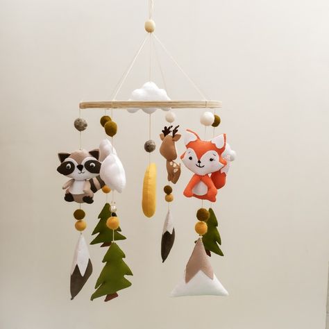 Fox Mobile, Bos Baby, Hanging Crib Mobile, Stars Baby Mobile, Woodland Crib, Rainbow Mobile, Woodland Mobile, Baby Nurseries, Baby Boy Mobile