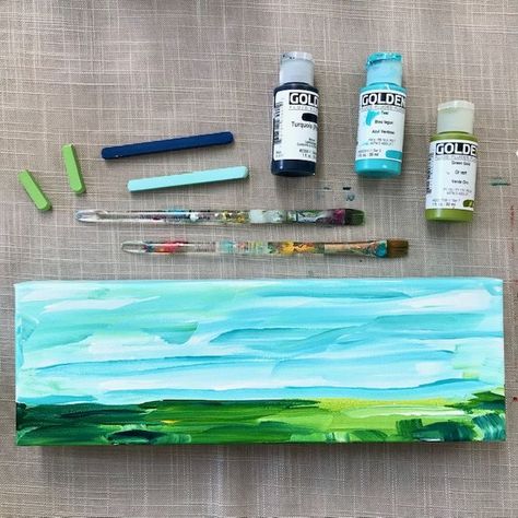 Diy Abstract Landscape Art, Diy Abstract Landscape Painting, Painting How To, Simple Acrylic Landscape, Simple Acrylic Paintings Landscape, Acrylic Painting Tutorials Videos, Beginner Canvas Painting Ideas, Diy Landscape Painting, Painting Landscape Tutorial