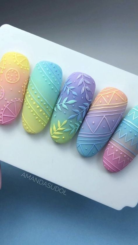 Feet Nail Design, Easter Nail Designs, Easter Nail Art, Sweater Nails, Nail Art Designs Diy, Nail Art Designs Videos, Spring Nail Art, Gradient Nails, Easter Nails