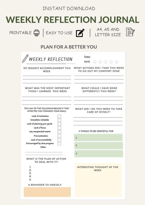 #Organisation #Reflective_Journal_Template #Bujo_Weekly_Reflection #Weekly_Reflection_Journal_Template Bujo Weekly Reflection, Weekly Reflection Journal Template, Reflective Journal Template, Weekly Review Journal, Weekly Review Bullet Journal, Weekly Reflection Template, Weekly Recap Journal, Weekly Reflection Journal Prompts, Weekly Reflection Journal