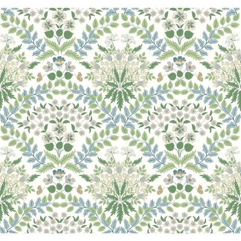 Rifle Paper Co. Bramble 27' L x 27" W Smooth Wallpaper Roll & Reviews | Wayfair York Wallpaper, Floral Pattern Design, York Wallcoverings, Bramble, Burke Decor, Woven Paper, Wallpaper Paste, Green Wallpaper, Wallpaper Samples