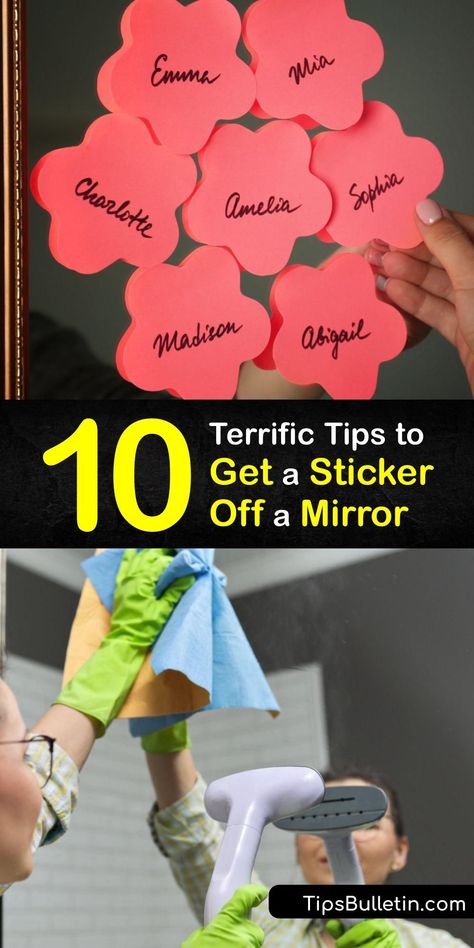 Discover how to remove sticky residue from a glass mirror. Instead of chemical solvents like Goo Gone, try home remedies using nail polish remover and a razor blade, or washing soda and hot water to erase unsightly glue marks from your mirror. #get #sticker #off #mirror Remove Tape Residue, Remove Wallpaper Glue, Get Stickers Off, Removing Stickers, Remove Sticker Residue, Remove Sticky Residue, Diy Household Cleaners, Goo Gone, How To Remove Glue