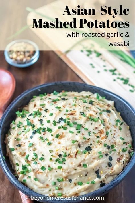 Japanese Mashed Potatoes, Asian Mashed Potatoes, Wasabi Mashed Potatoes, Roasted Garlic Mashed Potatoes, Asian Spices, Gluten Free Sides, Vegetarian Sides, Fast Dinners, Potato Recipe