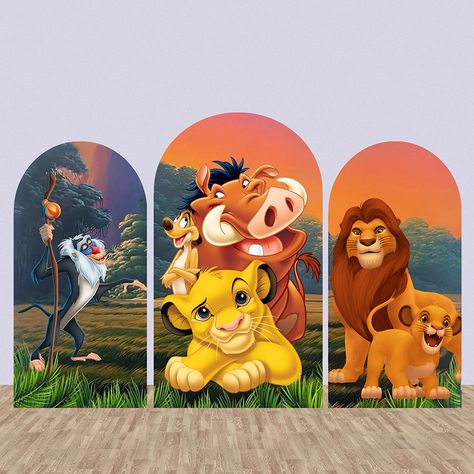 Couverture de toile de fond murale en arc du roi Lion, décoration de fête d'anniversaire pour Lion King Party Decorations, Lion King Photos, Lion King Birthday Party Ideas, Lion King Birthday Party, Birthday Decors, Lion King Theme, Boys Birthday Party Decorations, Lion King Party, King Pictures