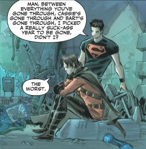 Tim And Konner, Connor X Tim, Connor Kent X Tim Drake, Tim X Connor, Francis Manapul, Romantic Thoughts, Cassie Sandsmark, Tim Drake Red Robin, Batman Funny