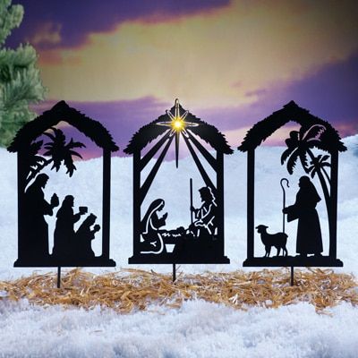 Lighted Shadow Nativity Shadow Stakes Mary Joseph And Baby Jesus, Easter Outdoor, Lawn Art, Star Of Bethlehem, Meaning Of Christmas, True Meaning Of Christmas, O Holy Night, Easter Decorations Outdoor, Birth Of Jesus