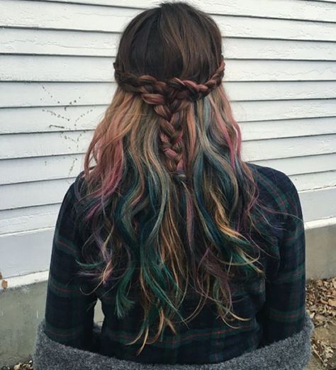 ... Rainbow Hair Color, Colored Hair, Dye My Hair, Rainbow Hair, Cool Hair Color, Grunge Hair, Ombre Hair, Gorgeous Hair, Hair Day