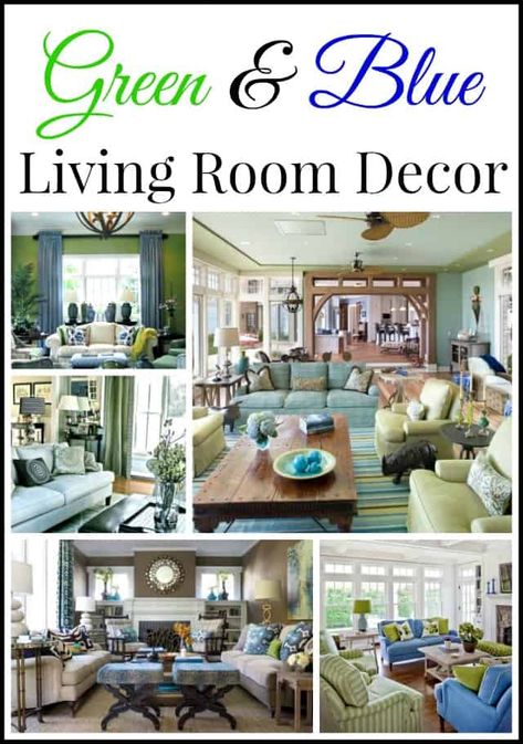 Blue And Green Sunroom, Green And Blue Family Room, Blue Green Grey Living Room, Light Green Living Room Ideas, Light Blue And Green Living Room, Teal Family Room, Teal And Green Living Room, Navy Blue And Green Living Room, Green Home Interior