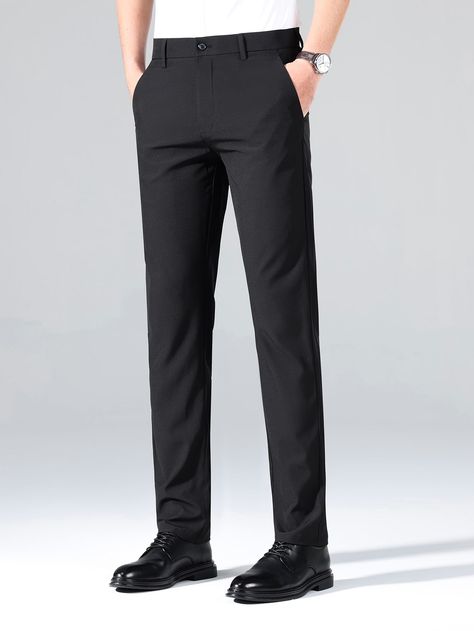 Men Solid Slant Pocket Suit PantsI discovered amazing products on SHEIN.com, come check them out! Sport Coat And Jeans, Office Pants, Single Button Blazer, Mens Dress Pants, Formal Casual, Blazer Vest, Suit Pants, Tailored Pants, Gentleman Style