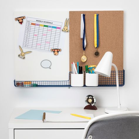 MÖJLIGHET Noticeboard/whiteboard with basket, white, blue, 28x19 ¼" - IKEA Bed Pocket, Ikea Shopping, Ikea Catalog, Ikea Ireland, Ikea Website, School Schedule, Notice Board, Magnetic White Board, Playroom Furniture