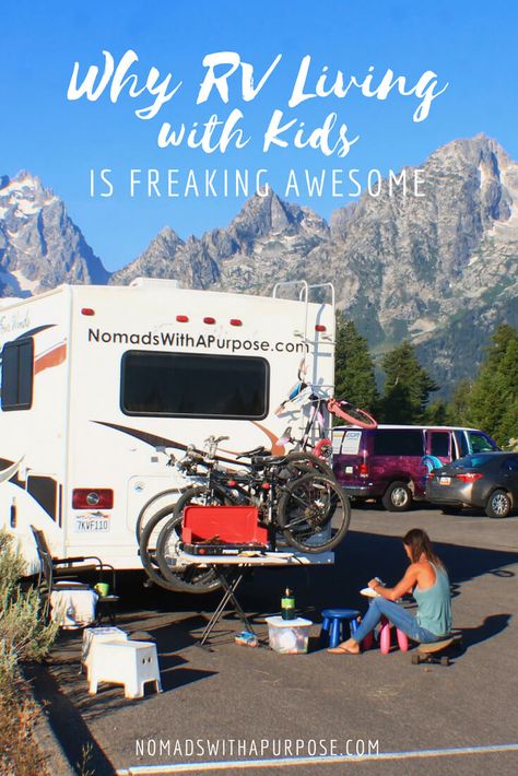 Why RV Living is Awesome || RV Living with kids || RV Living family || Family RV Living. || Living in an RV with Kids || Living Small || Why We Live in our RV || Why we Love RV Living || Click to read 5 reasons I wake up excited to be living in an RV and traveling the world with my kids Living In An Rv, Rv Camping Checklist, Small Rv, Buying An Rv, Rv Living Full Time, Solar Energy Panels, Camper Living, Full Time Rv, Camping Area