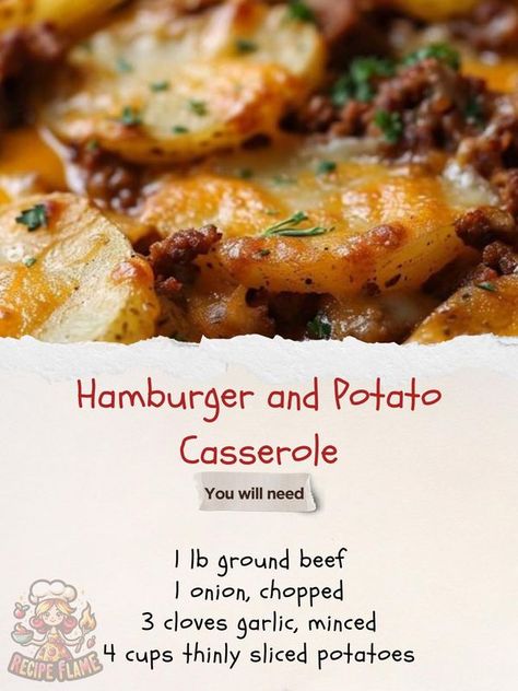 Hamburger Recipes Easy, Cheese Potato Casserole, Hamburger Potato Casserole, Hamburger And Potatoes, Ground Beef And Potatoes, Grandma Cooking, Hamburger Casserole, Potatoe Casserole Recipes, Beef And Potatoes