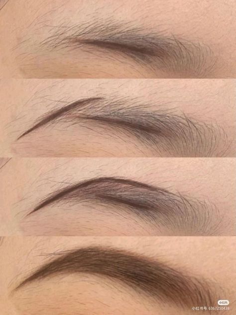 Eye Brow Drawing Tutorial Step By Step, Soft Eyebrow Tutorial, Tutor Alis Natural, Tutor Eyeshadow, Tutor Alis, Mek Up, Makeup Placement Face, Tutor Makeup, Alis Natural