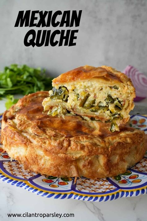 Poblano Pepper Quiche, Poblano Breakfast Recipes, Poblano Quiche, Mexican Quiche Recipes, Poblano Pepper Recipes, Mexican Quiche, Corn Quiche, Garlic Eggs, Mexican Brunch