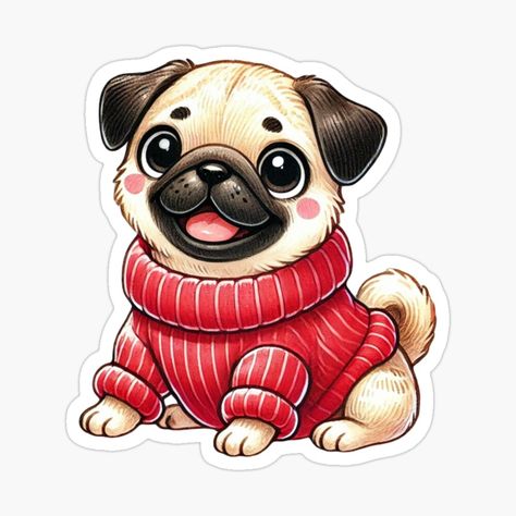 Get my art printed on awesome products. Support me at Redbubble #RBandME: https://www.redbubble.com/i/sticker/Pug-by-Happy-Place-OM/165668075.EJUG5?asc=u Pug Stickers Printable, Gifts For Dog Lovers, Pug Love, Fun Gifts, Dog Stickers, Winter Sweater, Pug Dog, Printable Stickers, Cricut Ideas