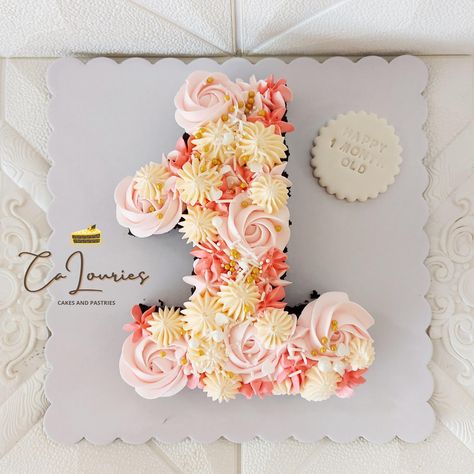 Number Cake For Baby Girl, Simple Number Cake, Cake For Baby Girl, Milestone Ideas, Milestone Cake, Letter Cakes, Number Birthday Cakes, Boys First Birthday Cake, Cake For Baby