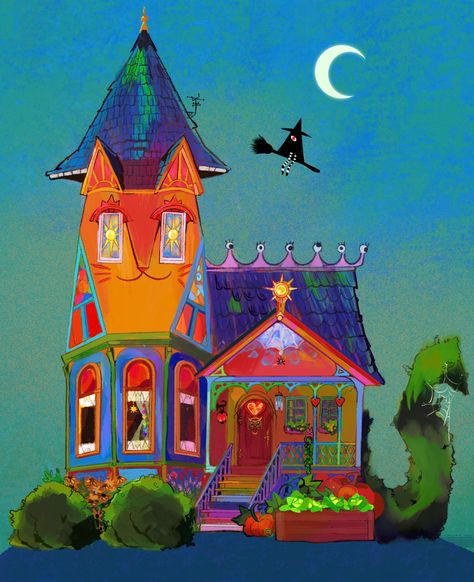 Goblin Queen, Fantasy Town, The Goblin, House Illustration, Witch House, Art Archive, Cute Illustration, Art Shop, Art Inspo