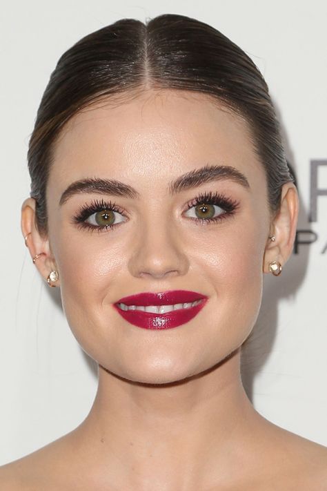 Lucy Hale Makeup, Lucy Hale Hair, Marchesa Dress, Hotel Los Angeles, Steal Her Style, Bun Updo, Updo Hairstyle, Glamour Magazine, Lucy Hale