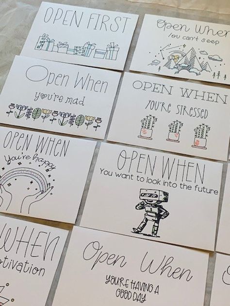 Open When You're Happy, Boyfriend Diy Gift Ideas, Introduction Gift, Open When Envelopes, Letters Gift, Long Distance Best Friend, Homemade Gifts For Boyfriend, Open When Letters, Letter To Teacher