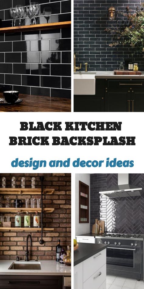 Discover the elegance of a black kitchen brick backsplash with our top 18 gorgeous ideas. Perfectly complementing white cabinets and granite countertops, these designs bring a touch of sophistication to any kitchen. Whether you have an island or cabinets with exposed brick details, these backsplashes add depth and character. Explore the best ways to pair cabinets with white and black elements, painted finishes, and unique grout lines. Get inspired by these stunning black kitchen brick backsplash Black Brick Backsplash, Kitchen Brick Backsplash, White Cabinets And Granite Countertops, Brick Backsplash Ideas, Backsplash Styles, Kitchen Brick, Rustic Industrial Kitchen, Brick Backsplash Kitchen, Black Brick Wall