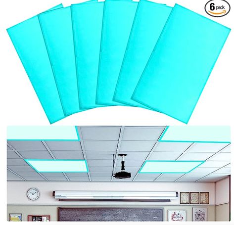 6 Packs Fluorescent Light Filters Magnetic Light Covers Fluorescent Light Covers Calming Ceiling Light Covers Florescent Light Decor Cover for Ceiling Lights Classroom Office School, 4 x 2 Feet (Blue) Fluorescent Light Covers Diy, Florescent Light Cover, Fluorescent Light Covers, Ceiling Light Covers, Light Filters, Fluorescent Light, Teacher Tools, Light Covers, Light Decorations