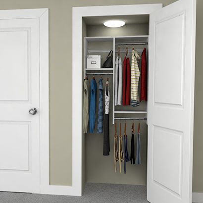 reach-in closet design Cheap Closet Storage Ideas, Small Closet Shelving, Diy Closet System, Shelves Closet, Cheap Closet, Small Closet Space, Ikea Closet, Reach In Closet, Simple Closet