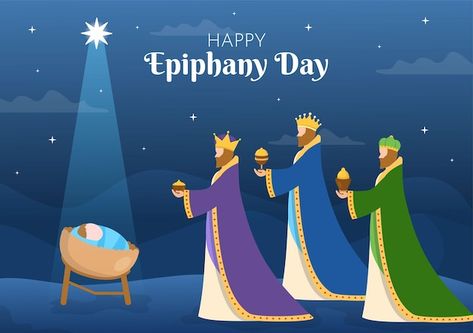 Happy epiphany day template hand drawn c... | Premium Vector #Freepik #vector #jesus-love #holy #christian #christian-religion Happy Epiphany, Christian Festival, Day Template, Festival Design, Epiphany, Flat Illustration, Vector Photo, Living Room Art, Premium Vector