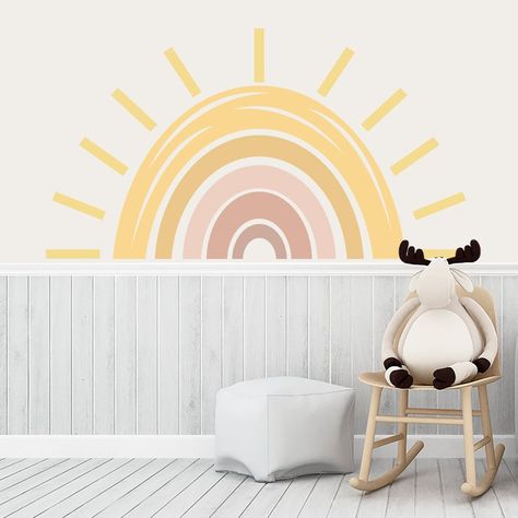 Girl Toddler Bedroom, Nursery Sunshine, Sunshine Decorations, Crib Decoration, Ideas Habitaciones, Toddler Bedroom Girl, Boy Girl Bedroom, Toddler Bedroom, Rainbow Room