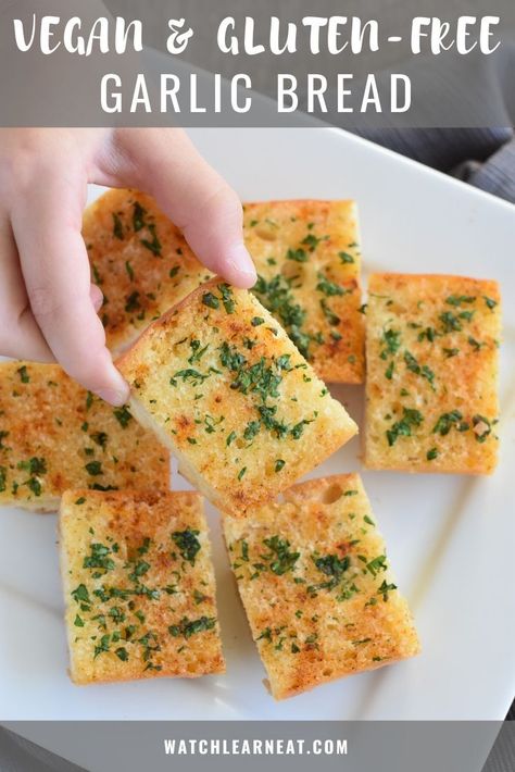 Gluten Free Garlic Bread, Vegan Garlic Bread, Bread Garlic, Vegan Bread Recipe, Pasta Side Dishes, Vegan Baked, Gluten Free Appetizers, Gluten Free Recipes Bread, Garlic Bread Recipe