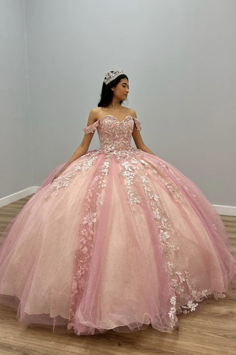 blush tulle quince dress