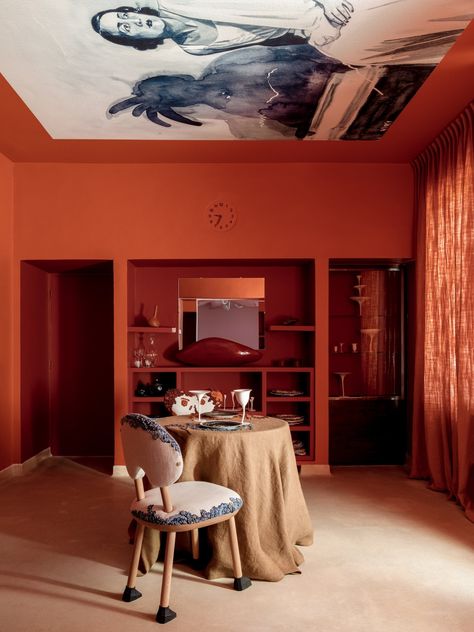 In Conversation | Pierre Yovanovitch | est living Yovanovitch Interior, The Red Room, Pierre Yovanovitch, Est Living, Real Estates Design, Dining Room Spaces, Interior Design Work, Elegant Embroidery, Upholstered Chair