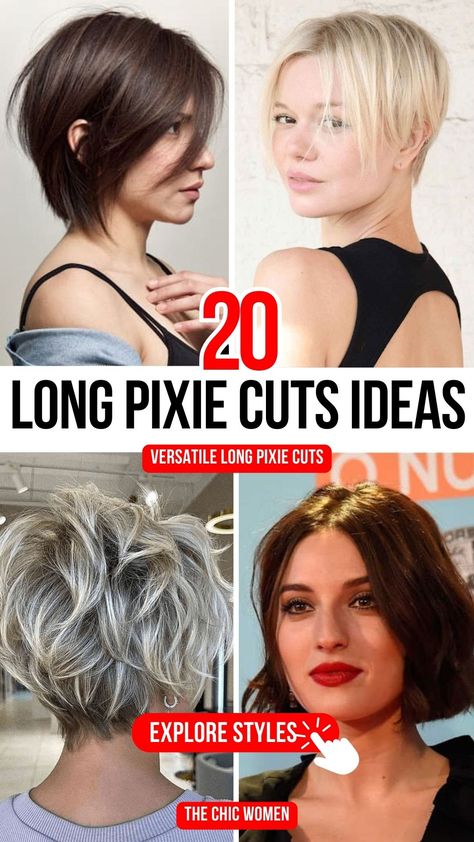 20 Stunning Long Pixie Hairstyles for Women to Try This Year Woman Faux Hawk, Short Hairstyles For Long Face Shape, Faux Hawk Women, Long Pixie Haircut, Feathered Pixie, Pixie Cut With Long Bangs, Long Pixie Cut, Shaggy Pixie, Longer Pixie Haircut