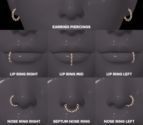 Sims 4 Cc Woman Accessories, Sims 4 Cc Ear Rings Patreon, Sims 4 Cc Accessories Piercing, Piercing The Sims 4, Sims Cc Piercing, Sims Piercings, Sims 4 Cc Nose Ring, Chain Piercing, Sims Accessories