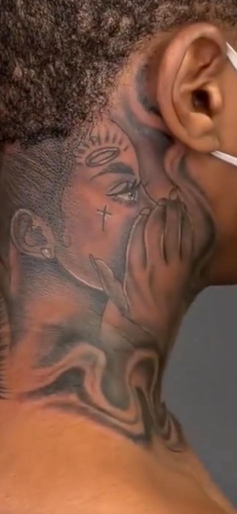 Word Forearm Tattoo Men, Hood Tattoos Men, Fire Neck Tattoo Men, Tats For Women Unique, Meaningful Neck Tattoos For Men, Neck Tattoos Black Man, Exotic Tattoos Men, Male Neck Tattoo Ideas, Neck Tattoo For Black Men