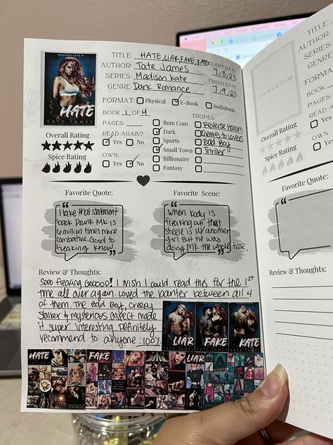 My journal review entry for the Madison Kate series by Tate James. I'm obsessed with this series. It's so so good! Hate Tate James Book, Madison Kate Series, Tate James, Book Reading Tracker, Madison Kate, Bookish Stuff, Reading Tracker, James Madison, My Journal