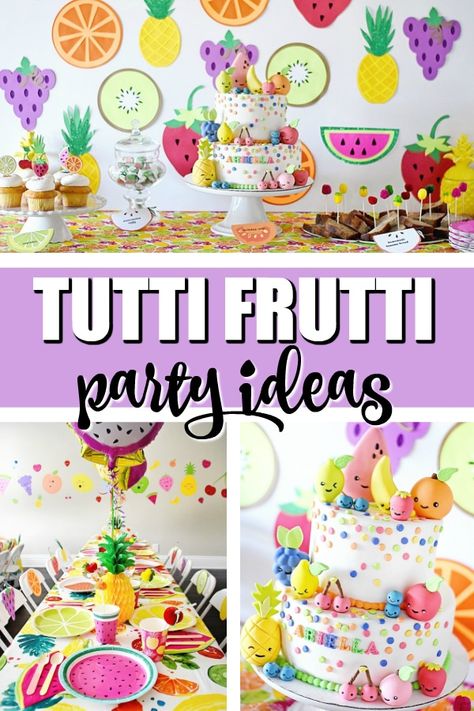 Two Tti Frutti Birthday Cake, Twoti Fruiti Birthday Party, Twotti Fruitti, Tutti Fruity Party, Fruity Party, Twotti Fruity, Tutti Frutti Birthday Party, Tutti Frutti Party, Unique Party Decor