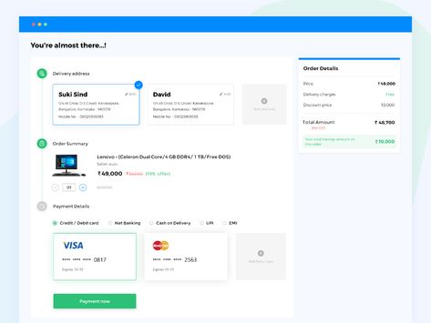 Checkout Page by Srinath on Dribbble Checkout Page Ui Design, Checkout Page Design, Checkout Design, Ui Website, Checkout Page, Best Online Stores, Ui Design Website, Ecommerce Design, Web Ui Design