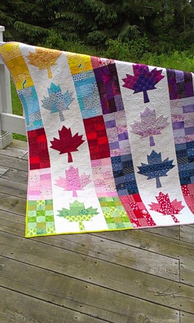 Happy Canada Day everyone. By the time we went to the cottage on Saturday, I had 60% of this sweet quilt machine quilted.  It's called Oh,... Girly Quilts, Canada Quilt, Flag Quilts, Leaf Quilts, Quilts Canada, Canadian Quilts, Quilts Modern, Flag Quilt, Quilting Board