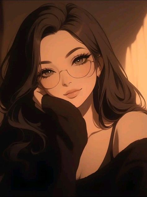 Girl Pfp Aesthetic Cartoon, Pfp Aesthetic Girl Cartoon, Cartoon Profile Pics With Glasses, Black Hair Cartoon Profile Pic, Girl With Glasses Drawing, Pfp With Glasses, Cute Character Art, Pfp Blonde, Digital Avatar