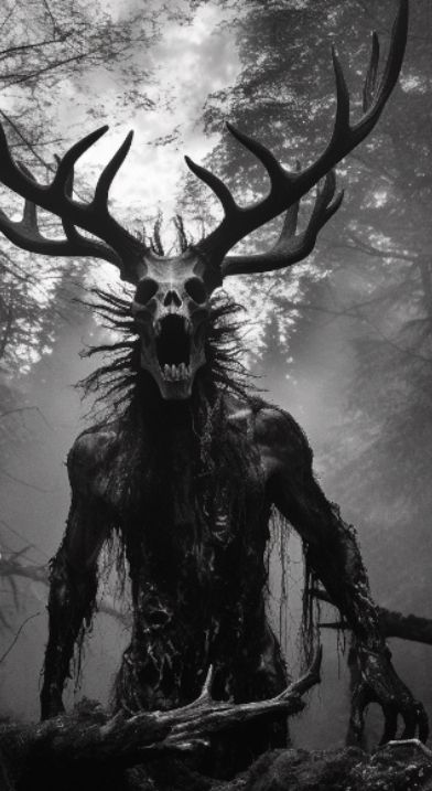 Wendigo Scary, Skin Walker Art, Wendigo Creature, Hag Aesthetic, Wendigo Tattoo, Wendigo Monsters, Wendigo Art, Nightmare Creatures, Swamp Creature