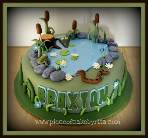 Swamp Cake, Crocodile Cake, Pond Cake, Rodjendanske Torte, Camping Cakes, Boys 1st Birthday Cake, Jungle Cake, Beach Cakes, Summer Cakes