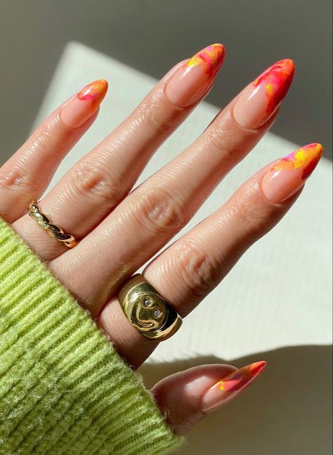 Bright Summer Nail Colors, Yellow Nail Ideas, Colors With Yellow, Summer Nail Colors, Orange Nail Designs, Yellow Nail, Bright Summer Nails, French Acrylic Nails, Acrylic Nails Coffin Pink